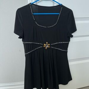 Black blouse with beaded design